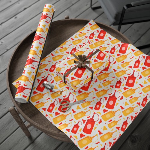 Ketchup and Mustard Bottles Premium Eco-Friendly Decorative Gift Wrapping Paper - Picture 3 of 21