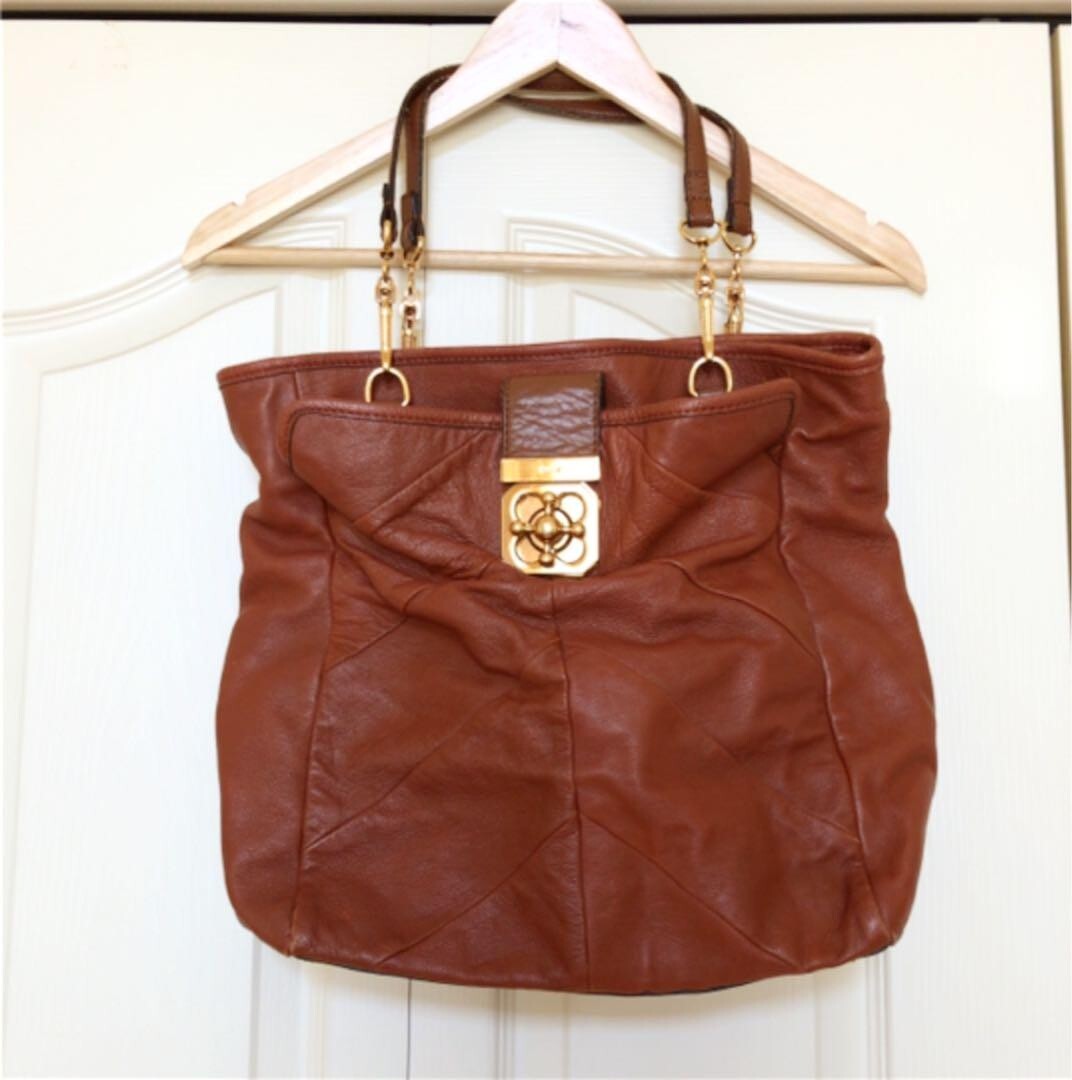 CHLOE Elsie Leather Tote Shoulder Bag with Turn Lock Authentic Excellent Condition Japan