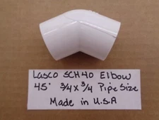 LASCO PVC  SCH40 45 DEGREE ELBOW 3/4 X 3/4 PIPEPKG. QTY. 12