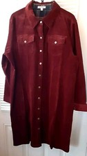Women's Rust Corduroy Snap Down Coat Duster Size Large Long 40".