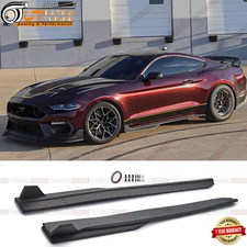 For 2015-2023 Ford Mustang Matte Black Side Skirt Extension Splitter W/ Winglet