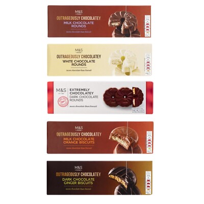 Chocolatey Kekse M&S extrem weiß/dunkel/orange/Ingwer/Milch 