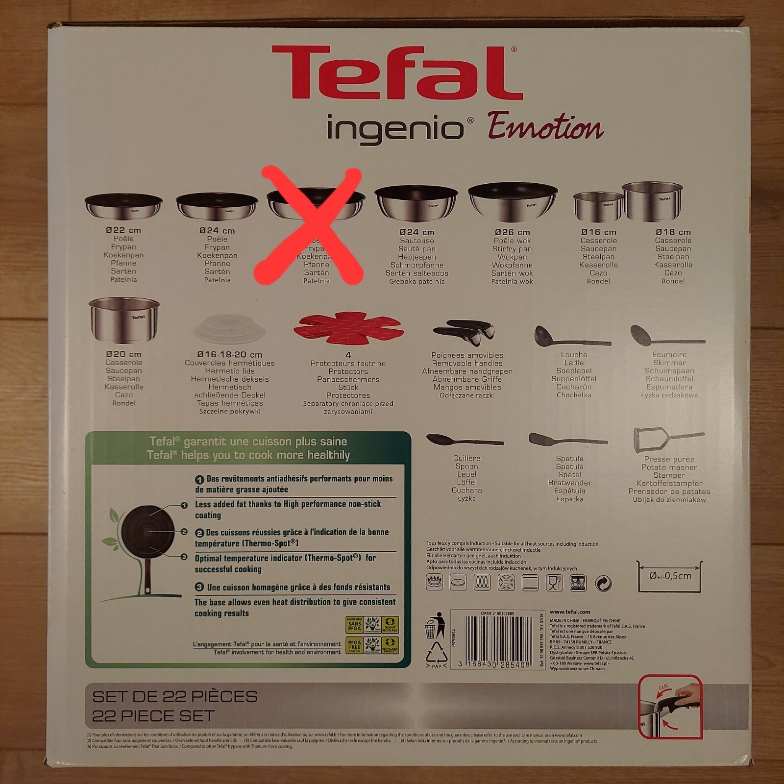 Tefal Emotion 22-Piece Stainless Steel Pan Set - L925SM14 for sale 