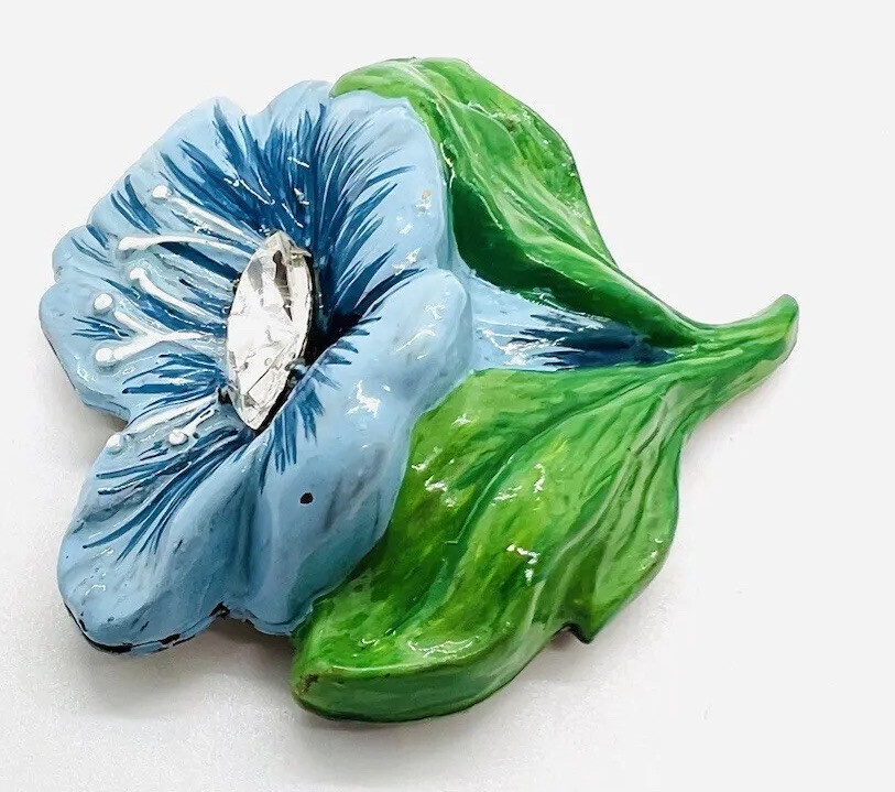 Large Dimensional Enameled Rhinestone Flower Dres… - image 5