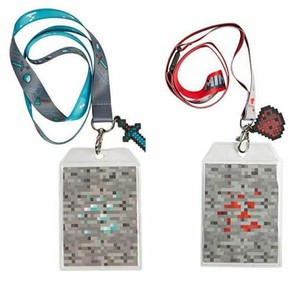 Official Minecraft Redstone Lanyard With Rubber Charm Card Holder Ebay