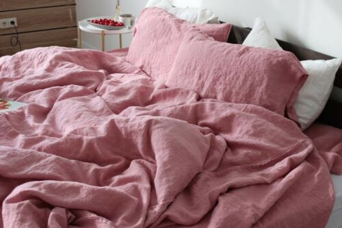 Linen duvet cover Pink color Linen Bedding Cover, Queen Full Size Duvet Cover - Picture 2 of 6