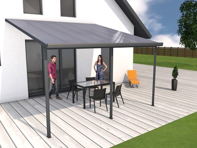 Gutta Terrassenüberdachung Bausatz Typ E 4,26 x 4,06 m Anthrazit