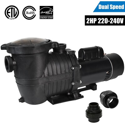 iMeshbean 2HP Swimming Pool Pump Dual Speed Above/Inground 1.5in NPT 220V-240V