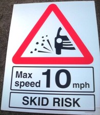 Large Plastic Danger Sign Site Safety Signage Skid Risk Large MAX Speed 10-MPH