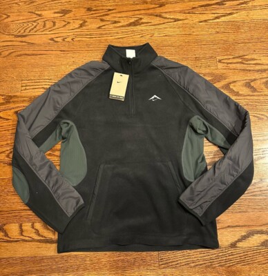 Nike Polartec Trail Running Fleece Quarter Zip Black Grey Mens Medium FV9962-010