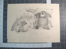 vtg 1947 Disney Bongo Bear Fun Fancy Free Eldon Dedini storyboard sketch art v8