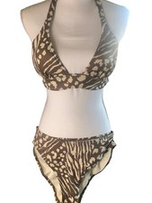 Victoria's Secret Leopard Print Bikini Set Bottoms M Medium Halter Top S Small