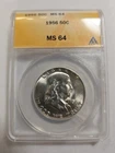 1956 Franklin Half Dollar Anacs MS 64