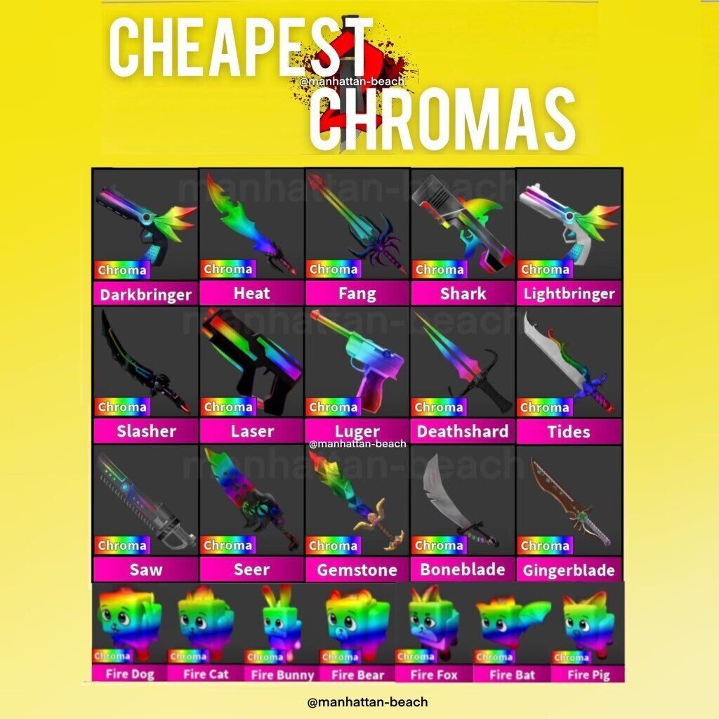 Roblox Murder Mystery 2 MM2 Super Rare Chroma Weapons FAST 