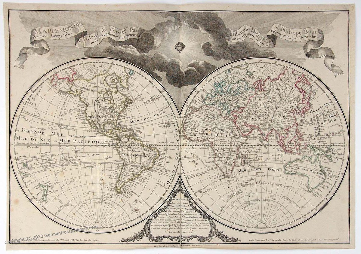 World Delisle Large 66x45cm Antique Map 34256 | eBay