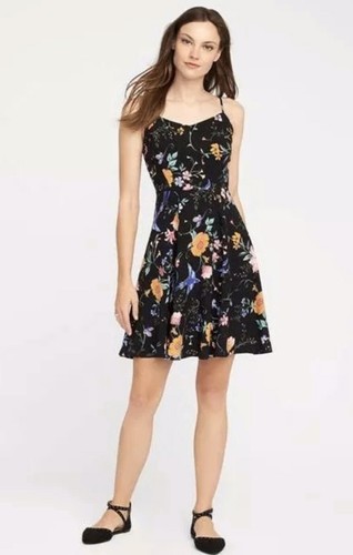 Bird Print Fit \u0026 Flare Cami Dress sz M 