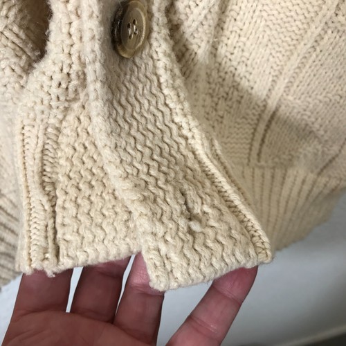 Lahmar Cardigan Sweater Men's Size M Ivory Button Up Vintage 70s Grandpa *Flaws - Picture 12 of 17