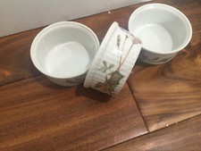 3 PILLIVUYT FRANCE PORCELAIN RAMEKIN pleatted flutted 3.25X1.75'' flower vines
