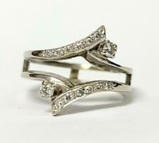 Vintage 14k White Gold 1/4 Carat Diamond Engagement Ring Enhancer Size 7 3/4