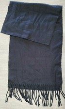 men women unisex SOLID BLACK SOFT AS FLEECE WINTER SCARF 58 x 12 inch WARM