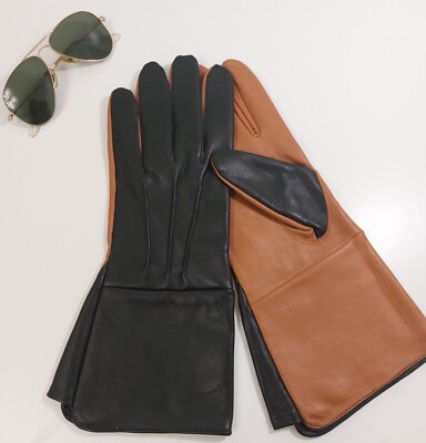 Lederhandschuhe Herren Mittelalter Renaissance Stulpe Cosplay Langarm zweifarbig