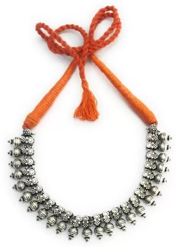 Lote de 5 piezas collar tribal hilo cuentas redondas cuentas de metal mujeres moda collares - Imagen 4 de 6