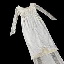 Vintage Wedding Dress Short 1960s Aldens Union Made White Lace Detachable Train
