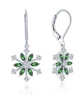 Rhodium-plated .925 Snowflake Holiday / Christmas Earrings w/ lab-created CZ