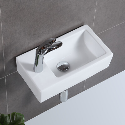 Mini Hand Wash Basin Compact Bathroom Sinks Cloakroom Toilet White Ceramic 10x18