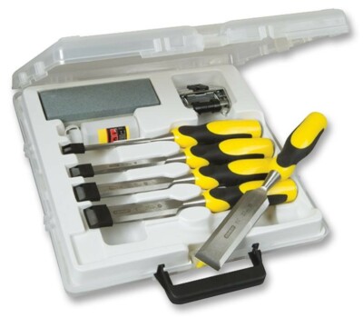 STANLEY DYNAGRIP 5-TEILIGES HOLZMEISSELSET & SCHÄRFSET 6 MM, 12 MM, 25 MM, 32 MM 