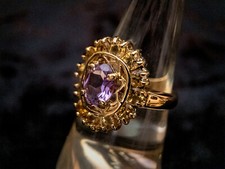 Gold Plated Sterling Silver Ring with Amethyst  Topaz Gemstones