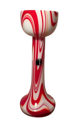 70s Carlo Moretti Murano Glass Postmodern Flower Vase Red & White Made in Italy
