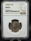 1948-D Washington Silver Quarter 25c NGC MS65 Less Then 1000 graded Higher/NGC