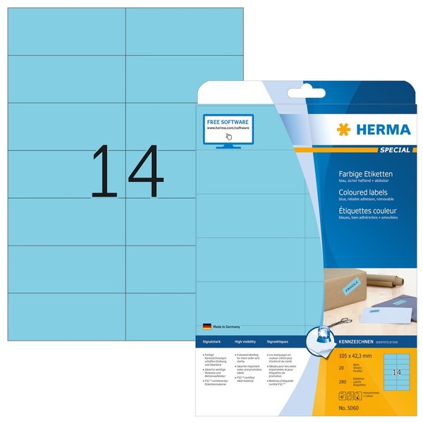 Herma Universal Etiketten Special 105 X 42,3 Mm Blau 280 Etiketten-image
