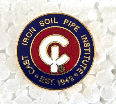 Vintage Cast Iron Soil Pipe Institute Est 1949 Enamel Gold Tone Tie Pin 7/8''