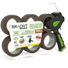 Packing Tape with Dispenser,Brown 48Mm x 66M,Pack of 6 Rolls – Strong Heavy Duty