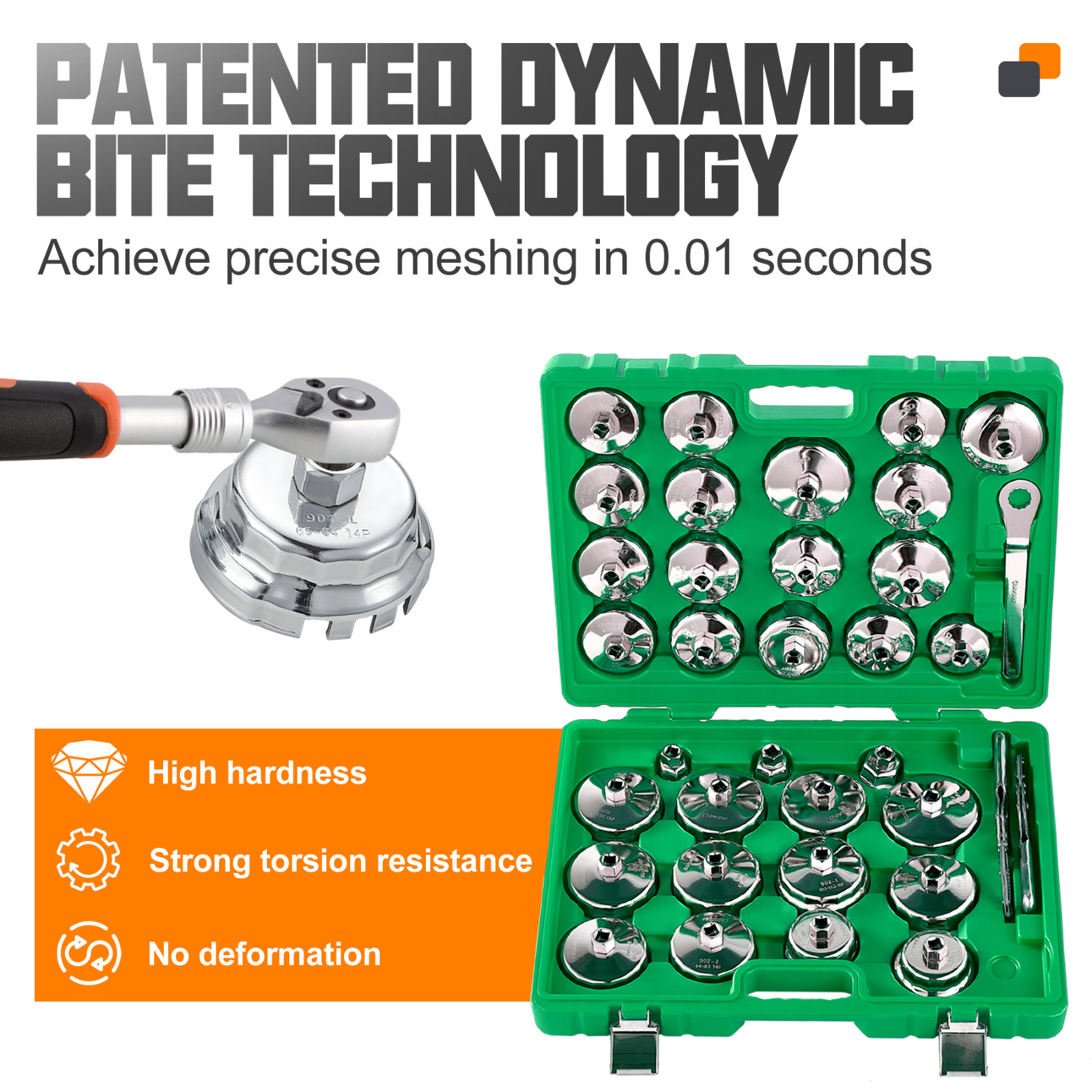 35 PCS Auto Oil Filter Socket Wrench Set 1/2 inch Drive Cap Removal Tool NEW