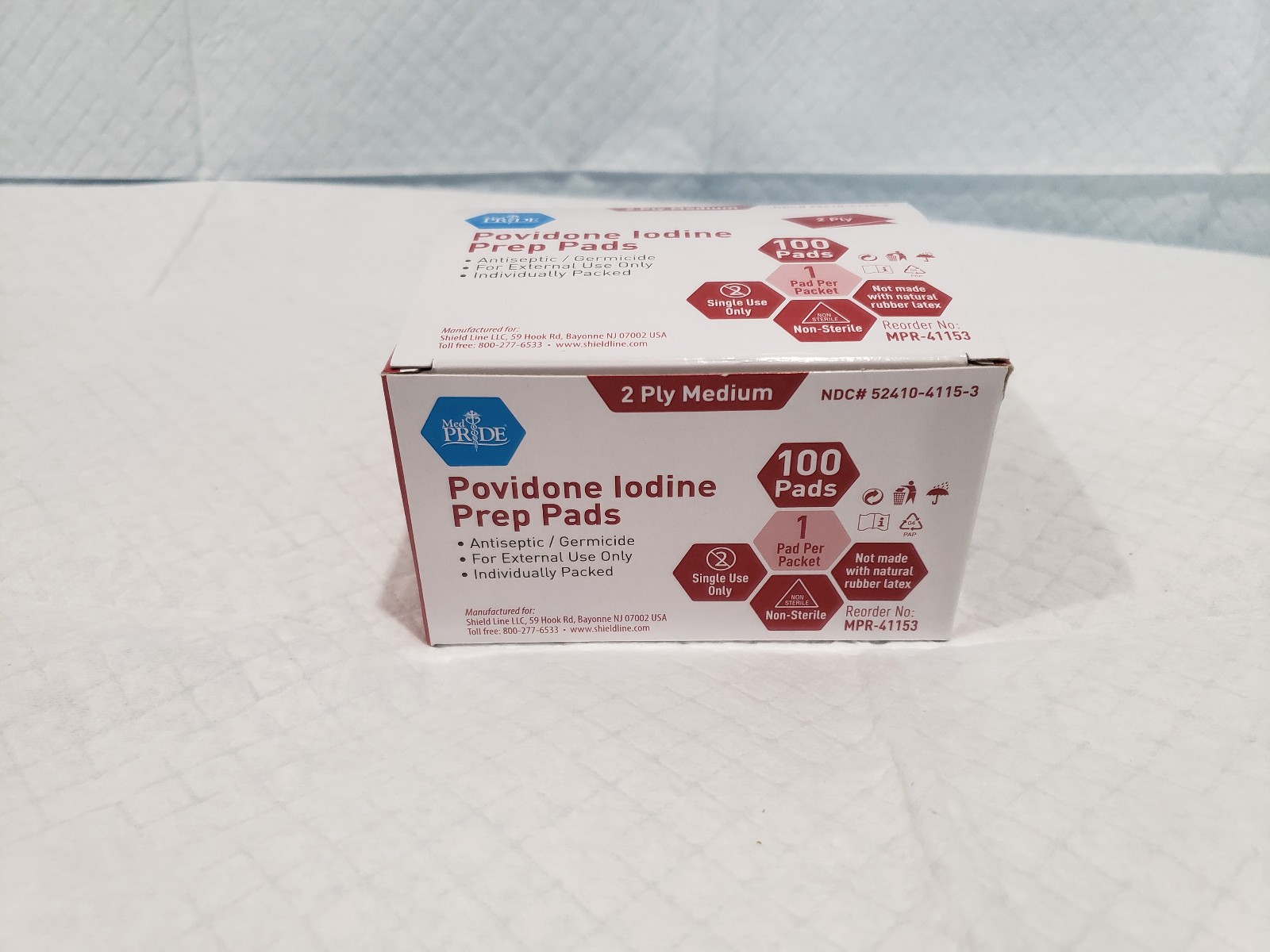 MedPride Povidone Iodine Prep Pads.  Antiseptic Wipes for Wound Care   MPR-41153