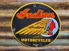 VINTAGE INDIAN MOTORCYCLE PORCELAIN SIGN GAS BIKE DEALER SALES SERVICE GARAGE 12