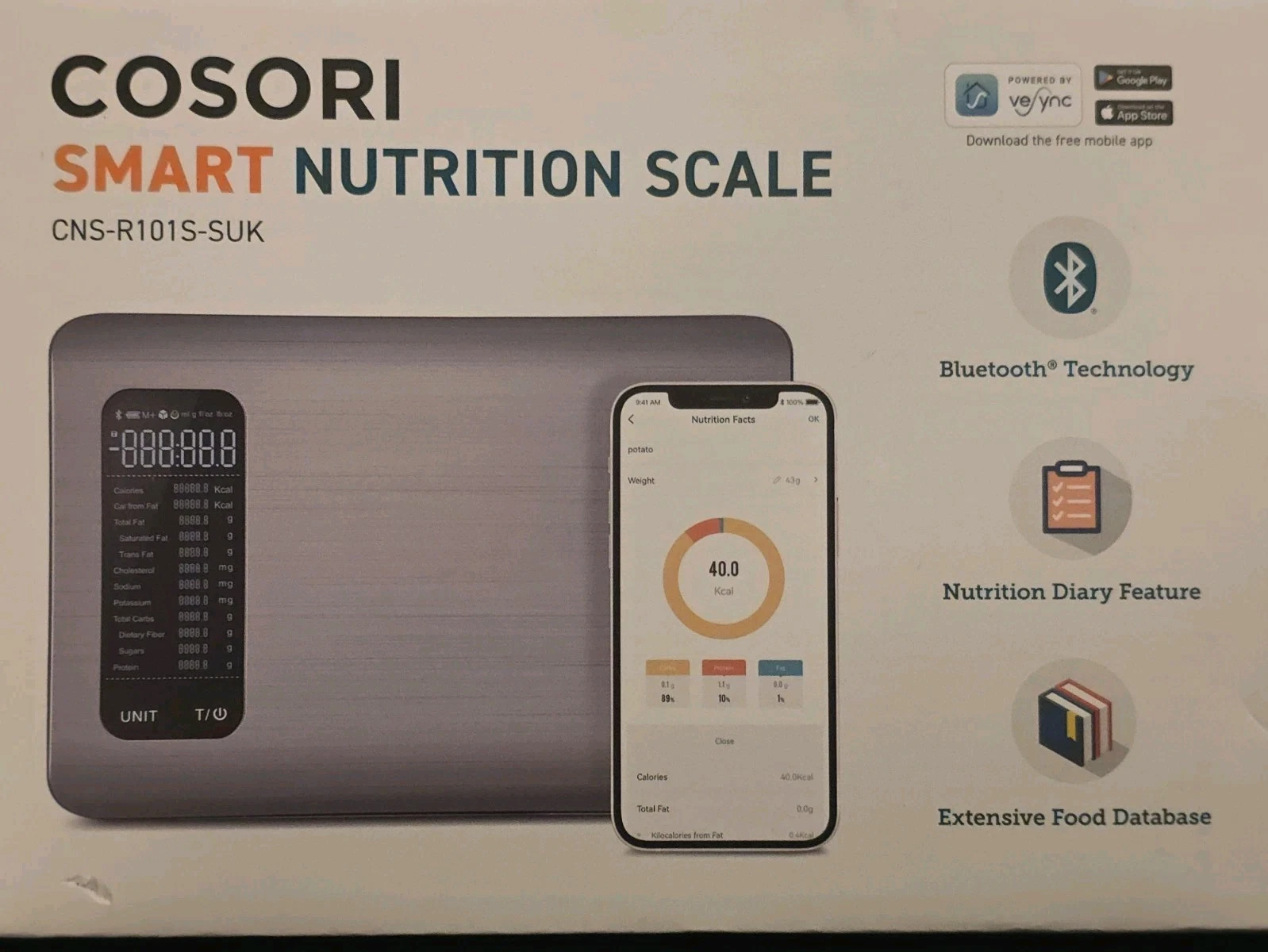 COSORI Smart Food Scales with Nutritional Calculator, Food 19 Nutrients Scale