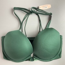 32DD Green VICTORIA'S SECRET Push Up Racerback Bra - Everywear Front Close
