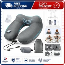 Inflatable Travel Neck Pillow Airplane Adjustable Velvet Eye Mask