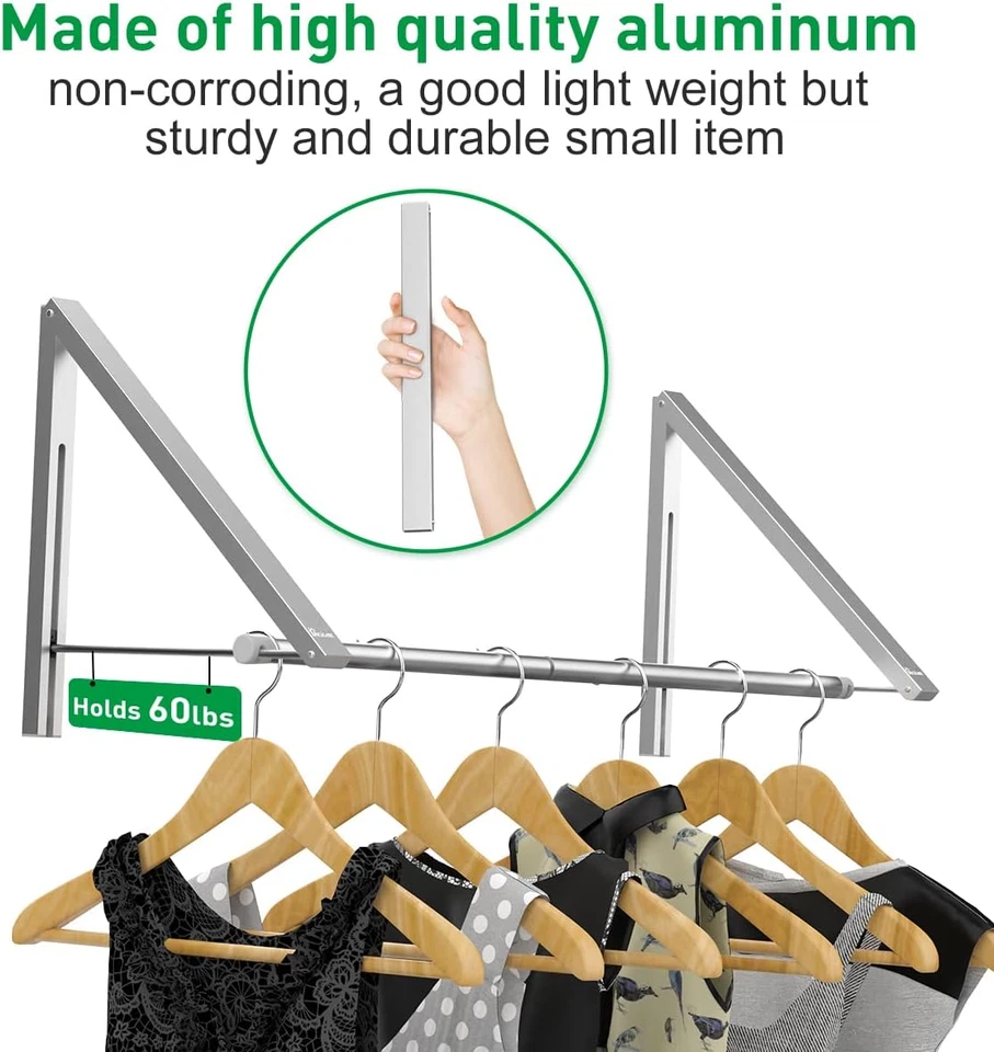 Lavanderia Stenditoio Appendiabiti a Parete Appendiabiti Da Parete Pieghevole Ap - Immagine 2 di 4