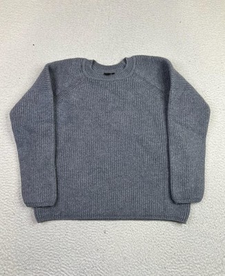 ISAORA Sweater Women's Medium Gray Raglan Crewneck Wool Ribbed Knit Pullover