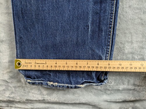 American Eagle Jeans Mens 34x32 Blue Low Rise Bootcut Distressed Frayed Y2K READ - Picture 4 of 20