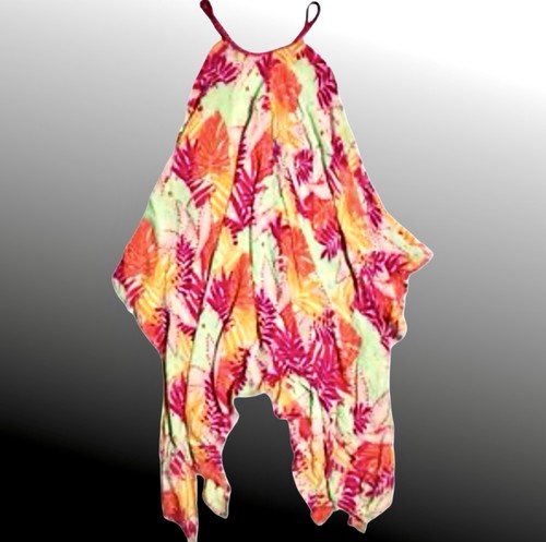 Cat & Jack Pink Floral Boho Hippie Festival Shark Bite Handkerchief Dress Sz 7/8 - Picture 3 of 6