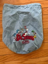 Vintage Dr. Seuss Classic Cloth Cinch Backpack Book Bag 1996 Cat In The Hat RARE