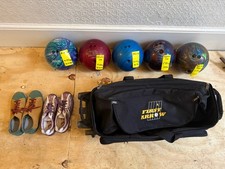 Bowling Ball Job Lot x5 +Wheeled Bowling Bag Mixed Weight 6–13lb Collection Only