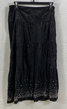 Lily White Women's Vintage Y2K Black Tiered Sequin Maxi Skirt NWT Size S