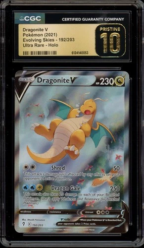 Pokemon Dragonite V Evolving Skies Full Alt Art #192 CGC 10 Pristine